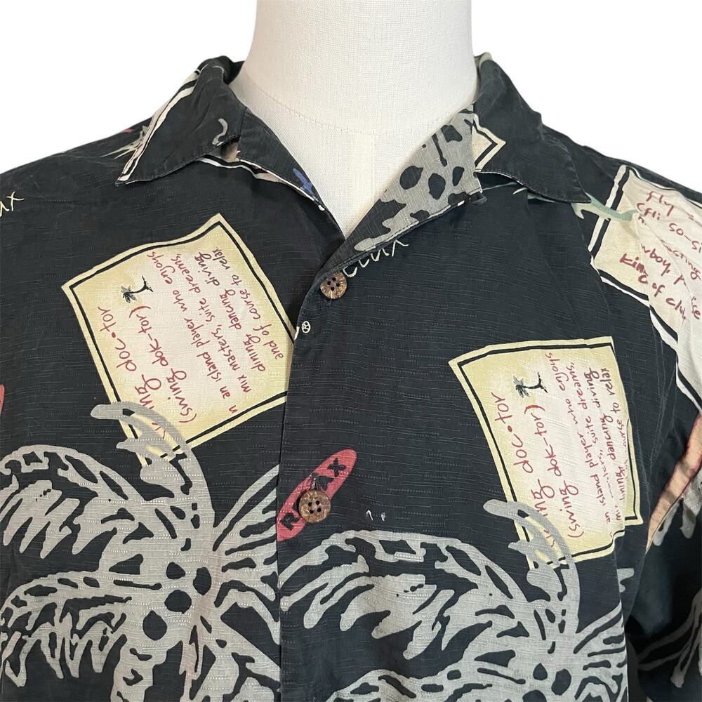 Tommy Bahama Men's Island Graphic 100% Silk Button Down Camp Shirt Sz L Resort